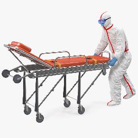 3D Chemical Protective Suit with Ambulance Hospital Bed Gurney